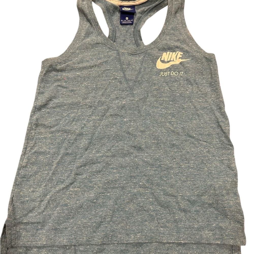 Nike Heather Blue Tank Top with White Logo